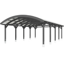 Dřevěný carport se zakřivenou střechou