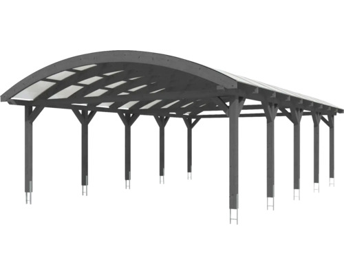 Dřevěný carport se zakřivenou střechou