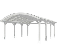 Dřevěný carport se zakřivenou střechou
