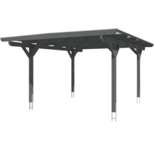 Dřevěný carport s plochou střechou a podpůrnými sloupky