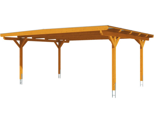 Dřevěný carport se sloupky a střechou