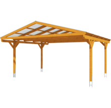 Dřevěný carport s průhlednou střechou