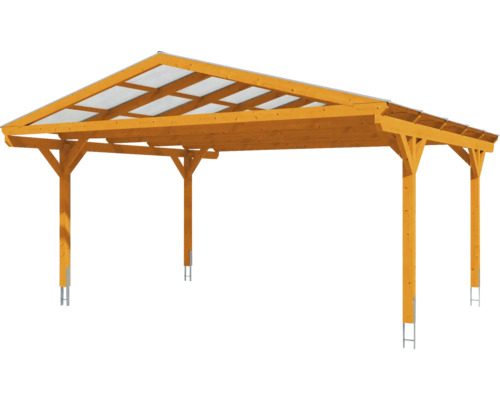 Dřevěný carport s průhlednou střechou