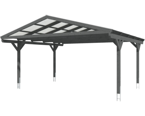 Dřevěný přístřešek pro auto s průhlednou střechou