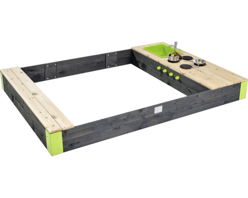 Dřevěné pískoviště EXIT Aksent 200x140 cm Pískoviště s integrovanou hrací kuchyňkou z dřeva