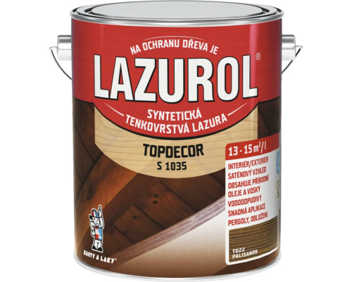 Lazura na dřevo Lazurol TOPDECOR S1035 palisandr 4,5 l Lazurol Topdecor tenkovrstvá lazura na dřevo pro interiér a exteriér