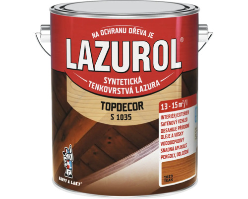 Lazura na dřevo Lazurol TOPDECOR S1035 T23 teak 4,5 l Lazurol Topdecor lazura na dřevo v kovovém kbelíku