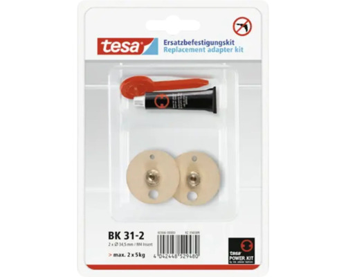 Náhradní upevňovací sada Tesa s lepidlem, dvěma adaptéry a aplikační pomůckou v balení