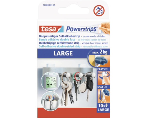 Tesa Powerstrips, velké oboustranné lepicí proužky pro odstranění beze stop, maximální nosnost 2 kilogramy