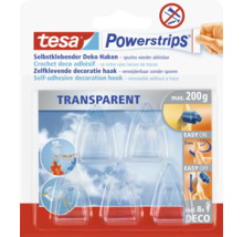 Tesa Powerstrips dekorační háčky, samolepicí a beze stopy odstranitelné, transparentní provedení, maximální zatížení 200 gramů, 8 kusů