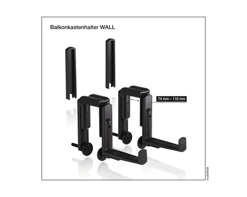 Držák truhlíku pro montáž na stěnu, nastavitelný mezi 74 a 110 milimetry