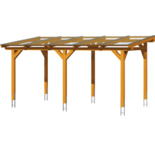 Dřevěný carport se šesti sloupky a průhlednou střechou