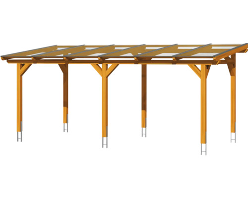 Dřevěný carport s průhlednou střechou
