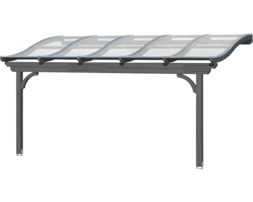 Přístřešek s průhlednou střechou a šedým rámem