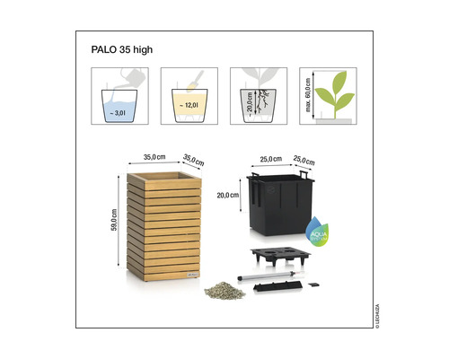 Diagram květináče Palo 35 high s rozměry