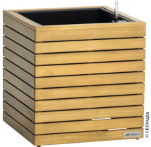 Dřevěný květináč se zavlažovacím systémem a ukazatelem hladiny vody