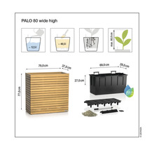 Technický nákres květináče Lechuza Palo 80 s rozměry