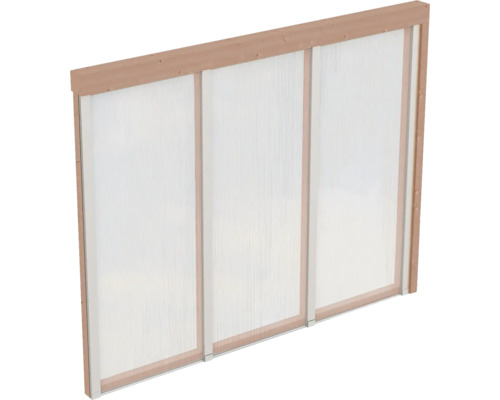 Dřevěná stěna skleníku s průsvitnými panely