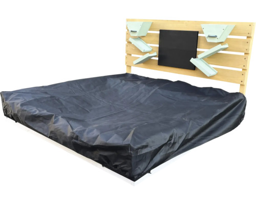 Pískoviště s ochranným krytem, hračkami a tabulí