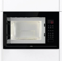 Mikrovlnná trouba MORA s otevřenými dvířky a ovládacím panelem