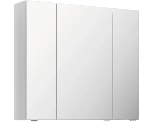 Zrcadlová skříňka bez osvětlení Jungborn VENTITRE 80 x 17 x 70,3 cm lesklá bílá Bílá třídveřová šatní skříň pro ukládání oblečení