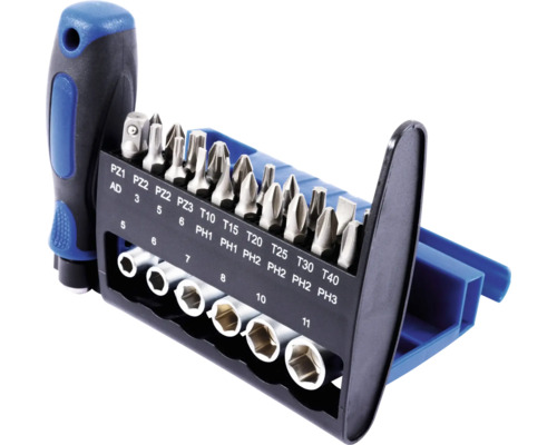 Sada šroubováků s různými bity a nástavci