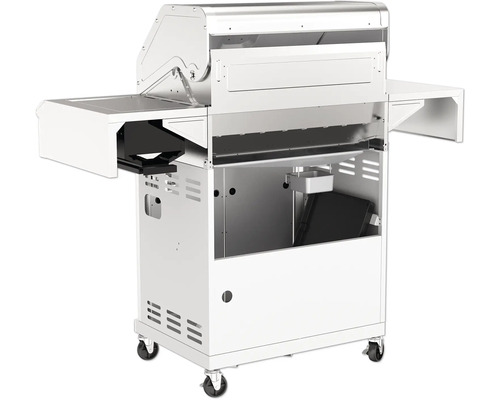 Grilovací vozík z kovu s bočními policemi a kolečky