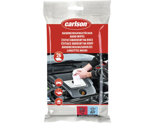 Čisticí ubrousky na ruce Carlson, 26 kusů, na čištění rukou, aut a domácností
