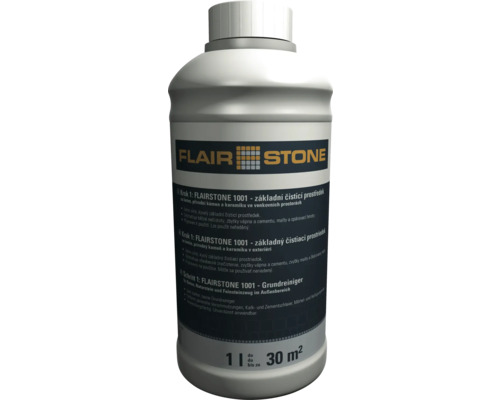 Čistič dlažby Flairstone 1001 1 l - Základní čisticí prostředek FLAIRSTONE 1001 základní čisticí prostředek na beton, přírodní kámen a keramiku do venkovních prostor, 1 litr až na 30 metrů čtverečních