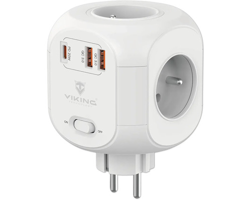 Adaptér VIKING AC43 4x 230 V, 2x USB-A, 1x USB-C