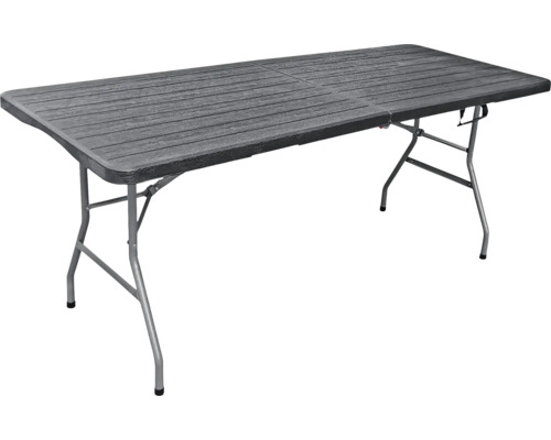 Šedý skládací stůl s kovovým rámem