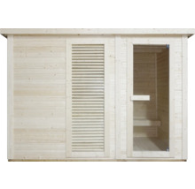 Sauna ze dřeva se skleněnými dveřmi