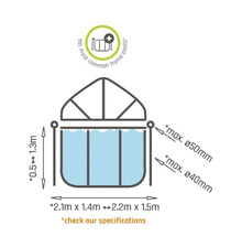 Obrázek s rozměry pro zastřešení bazénu