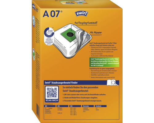 Balení sáčků do vysavače Swirl A07