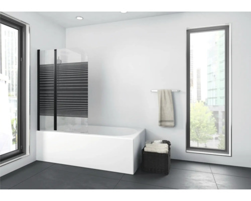 Vanová zástěna 2dílná Aurlane Black Lines 2 100x140 cm čiré sklo barva profilu černá BWF250 Vanová zástěna 2dílná Aurlane Black Lines 2 100x140 cm čiré sklo barva profilu černá BWF250