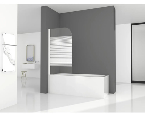 Vanová zástěna 1dílná Aurlane White Elegance 1 75x140 cm čiré sklo barva profilu bílá BWF150W Koupelna s vanou a skleněnou sprchovou zástěnou s vodorovnými pruhy