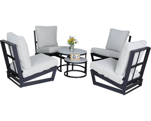 Zahradní sedací souprava se dvěma křesly a dvěma stolky