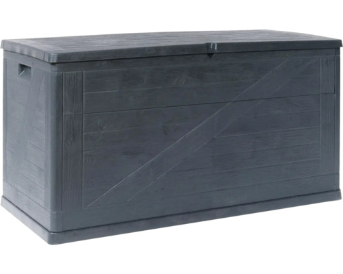Šedý zahradní box s designem dřeva pro venkovní skladování
