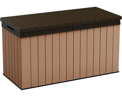 Zahradní box na polstry plastový Keter DARWIN 570 l 142,5 x 65,3 x 78,2 cm hnědý Venkovní úložný box s víkem
