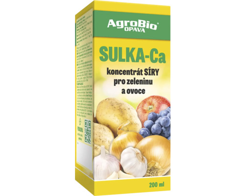 Hnojivo pro zeleninu a ovoce anorganické kapalné Sulka - Ca 200 ml SULKA vápníkový koncentrát síry pro zeleninu a ovoce, logo AgroBio Opava