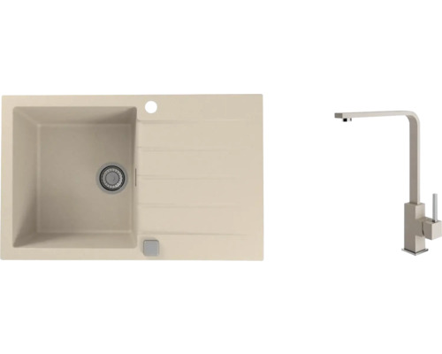 Granitový dřez s baterií ALVEUS Cadit 20 Beige 55 790x500 mm + baterie Afra SETA20139 Granitový dřez s baterií ALVEUS Cadit 20 Beige 55 790x500 mm + baterie Afra SETA20139