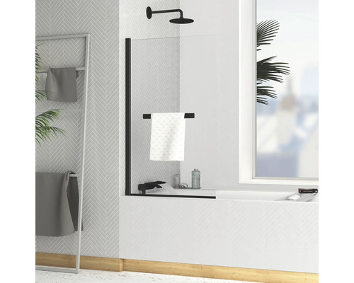 Vanová zástěna 1dílná Aurlane Essential Black 70x120 cm čiré sklo barva profilu černá FAC798 Vanová zástěna 1dílná Aurlane Essential Black 70x120 cm čiré sklo barva profilu černá FAC798