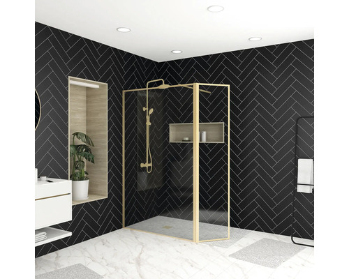 Walk In Aurlane Golden Edge 160 cm barva rámu zlato dekor skla čiré sklo