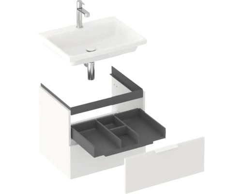 Umyvadlo s umyvadlovou skříňkou a výsuvem pro design koupelny