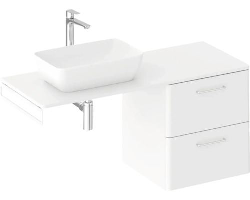 Umyvadlová sestava s umyvadlem na desku a skříňkou se dvěma zásuvkami