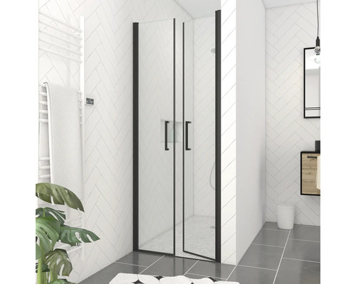Sprchové dveře do niky Aurlane Black Calm 80 cm barva rámu černá dekor skla čiré sklo Sprchové dveře do niky Aurlane Black Calm 80 cm barva rámu černá dekor skla čiré sklo