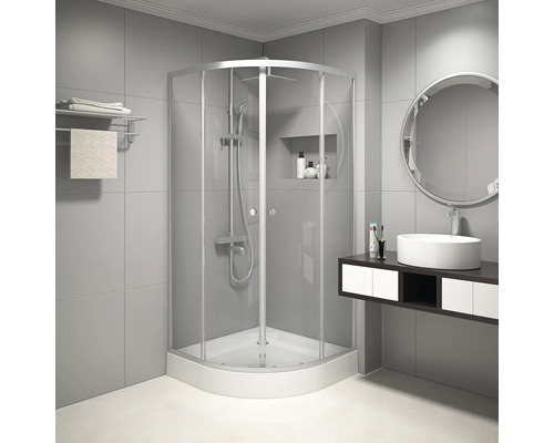 Čtvrtkruhový sprchový kout Aurlane Chrystal Round 90 x 90 cm barva rámu chrom dekor skla čiré sklo Čtvrtkruhový sprchový kout Aurlane Chrystal Round 90 x 90 cm barva rámu chrom dekor skla čiré sklo