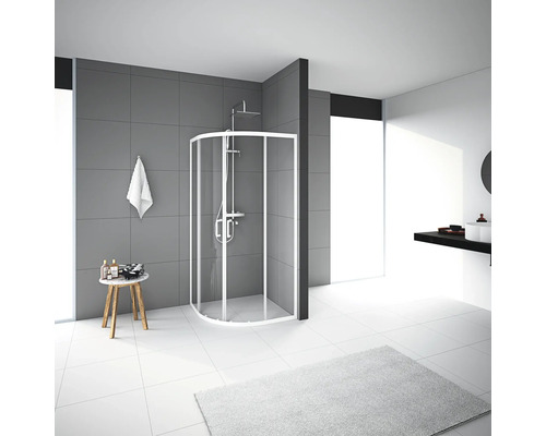 Čtvrtkruhový sprchový kout Aurlane Factory White Round 90 x 90 cm barva rámu bílá dekor skla čiré sklo Čtvrtkruhový sprchový kout Aurlane Factory White Round 90 x 90 cm barva rámu bílá dekor skla čiré sklo