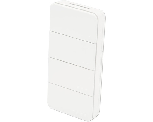 Bílé bezdrátové dálkové ovládání se čtyřmi tlačítky