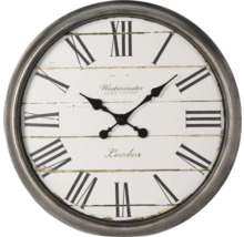Nástěnné hodiny s římskými číslicemi a logem Westminster Clock Company